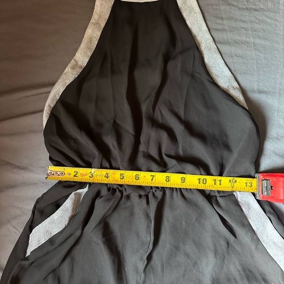 Elegant Black Jumpsuit Romper with Silver Accents And Pockets Size Medium - Picture 4 of 8